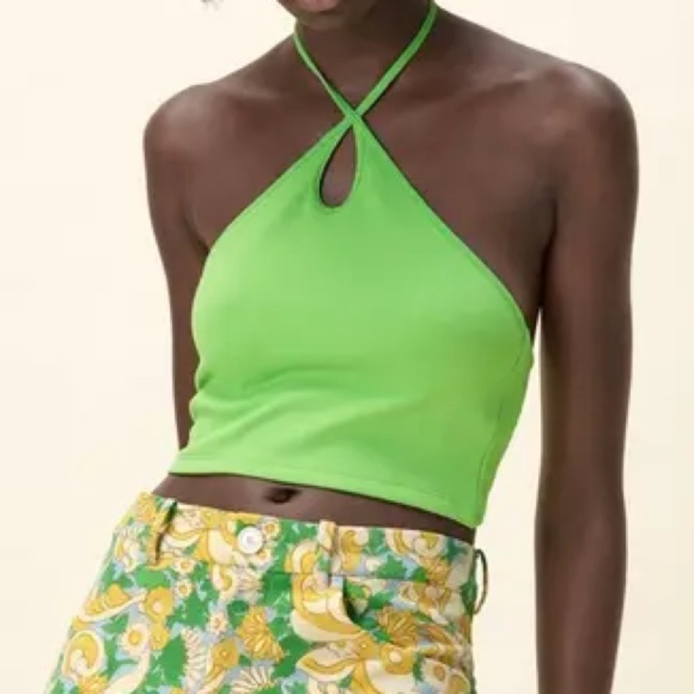 Zara Bright Green Ribbed Top